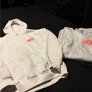 White Fox Boutique Light Gray Track Pants & Hoodie Set